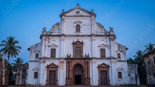 The Majestic Se Cathedral in Old Goa, India at Twilight - A UNESCO World Heritage Site Showcasing Portuguese Colonial Baroque Architecture