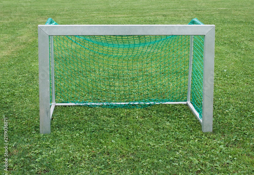 small  football goal for children on grass