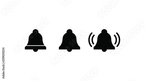 Bell vector icon set showing notification alert sound