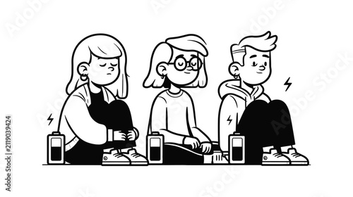 People vector illustration of exhausted individuals