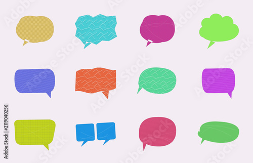 set of colorful speech bubbles