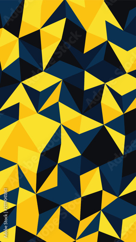 Принти на полотні Geometric Yellow and Navy Blue Triangular Pattern