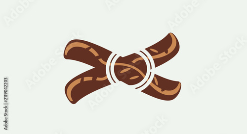 Canvastavla Two abstract brown shapes intersected by white circles