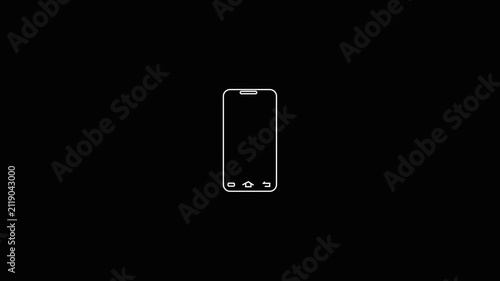 Smartphone Rotation with Red Arrow Indicating Horizontal Orientation on Black Background comp stock.