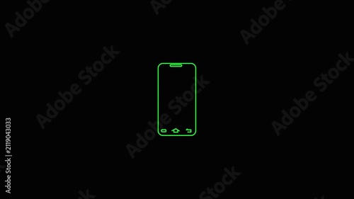 Smartphone Rotation with Green Arrow Indicating Horizontal Orientation on Black Background.