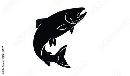 Quadro su tela salmon trout fish vector art silhouette illustration on a white background