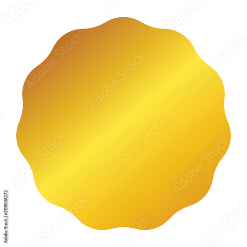 Premium gold scalloped badge base – Luxury blank badge featuring a clean decorative shape with a polished gold gradient, suitable for logos, awards, product labels, packaging, and corporate branding