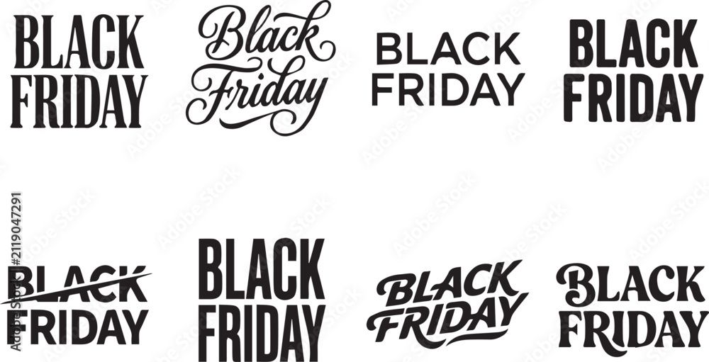 Fototapeta premium Black Friday Typography Lettering Spooky Sales Text Vector Set