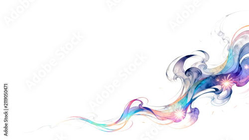 Anime-style pop fireworks and swirling wind abstract background frame