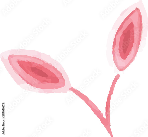 pink leaves watercolor