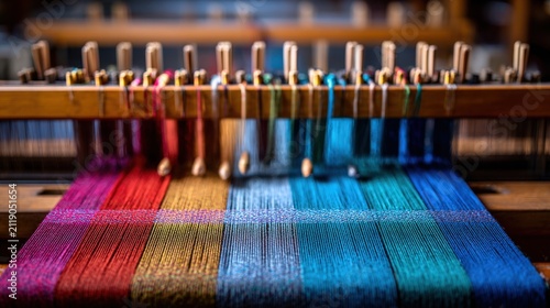 Colorful Threads on a Traditional Weaving Loom