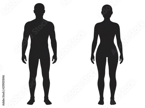 Male and female body silhouette vector set for human anatomy and gender sign