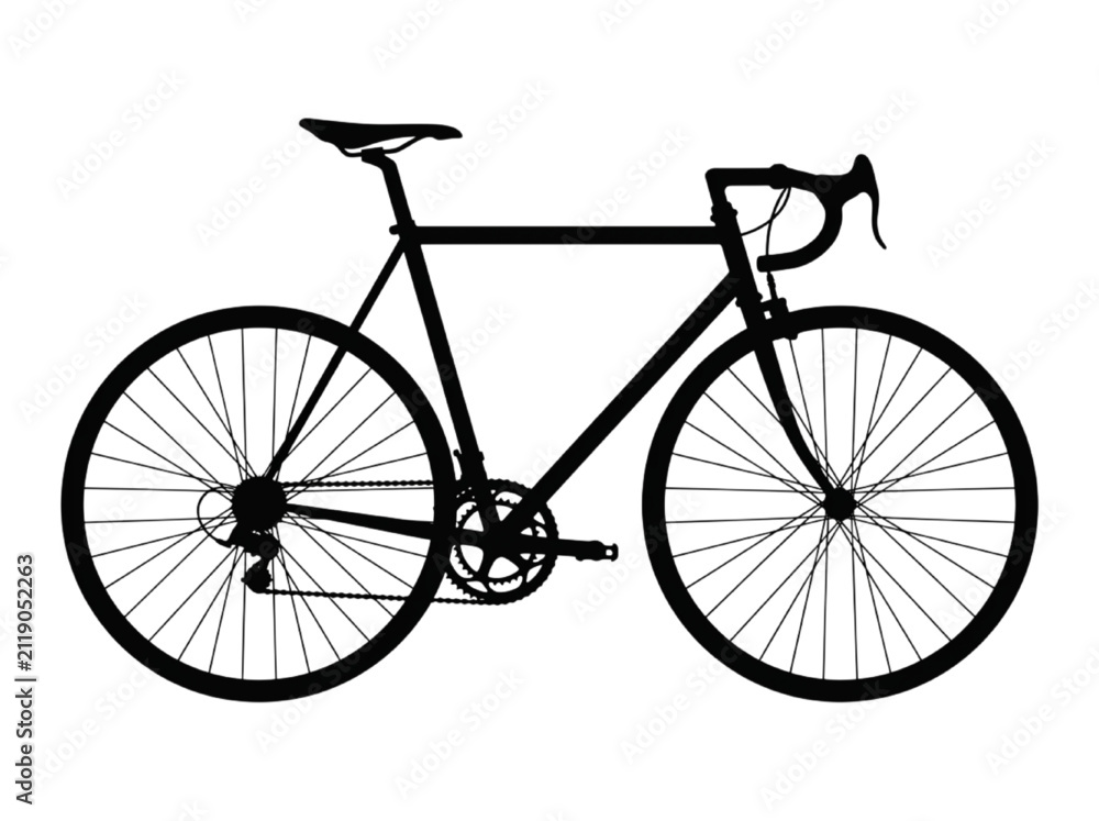 Obraz premium Black Silhouette Vector Graphic of a Road Racing Bicycle Isolated on a Clean White Background