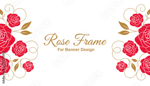 Elegant Rose Floral Frame for Wedding Invitation Banner