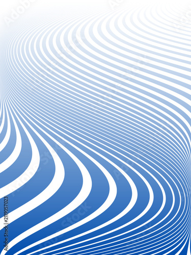 Wavy Lines Light Blue Pattern with Movement Illusion Effect. Abstract Vertical Textured Striped Background. 