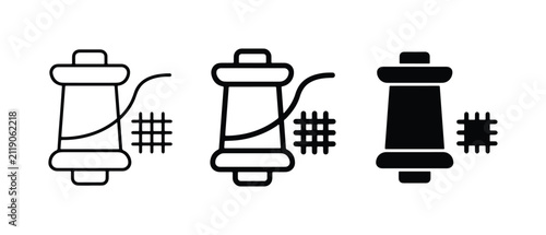 Sewing Thread Spool Icons, Crafting Needlework Symbols, Tailoring Supplies Vector Set