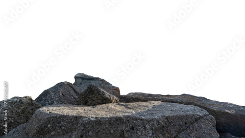 Fotografía Rock Podium isolated, Stone stand Display product on white background,Stones Sea formation located part of the mountain,Group of Cliff Rock with natural rough texture surface with clipping path