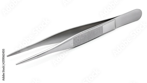Stainless steel surgical forceps isolated on white background for medical with surgical tweezers with tweezers