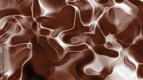A smooth abstract fluid animation featuring dark brown ripples with creamy highlights and a glossy satin texture. This organic motion background provides a luxury feel for food and beverage themes.