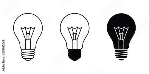 Obraz na płótnie Light Bulb Icons: Classic Incandescent Design, Outline and Silhouette Variations