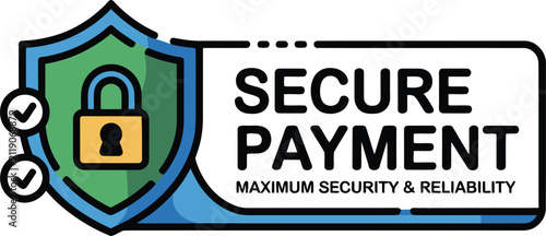 Фотография Secure Payment Shield icon featuring a secure lock ensures that customer data remains protected during online transactions