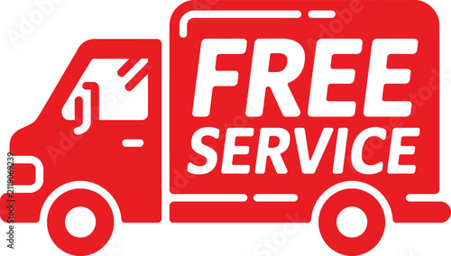 Cuadro en lienzo Delivery truck icon showcases a free service offer for logistics companies to display on their web interface