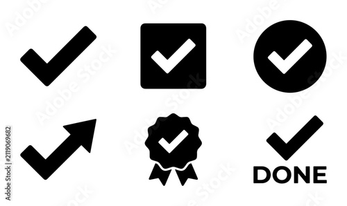 Checkmark Icons Set: Success, Approval, Done, Confirmation, Agreement, Quality Seals