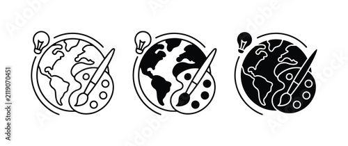 Global Artistry Icons, Creative World Concepts, Artistic Ideas, Design Elements