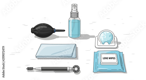 фотографія Lens cleaning kit with tools.