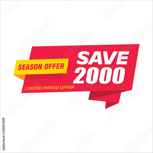 Vibrant Sale Tag with Bold Save 2000 Typography