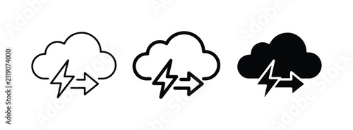 Cloud Sync Icons, Data Transfer Symbols, Network Connection Graphics, Lightning Bolt Arrows, Digital Information Exchange