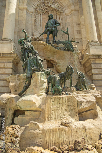 Картината върху платно Matthias Fountain - Buda Palace in Budapest, Hungary