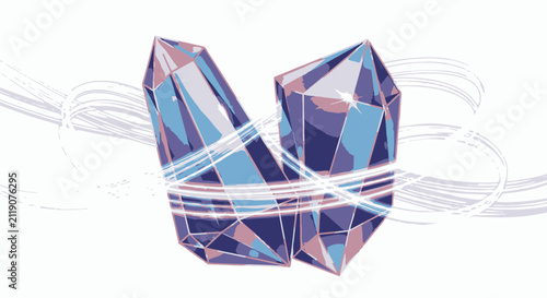Vibrant Crystal Shards with Swirling Lines