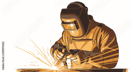 Welding professional working with metal