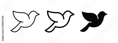 Minimalist Bird Icons, Vector Silhouettes, Simple Dove Graphics, Freedom Symbol, White and Black Designs