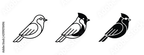 Minimalist Bird Icons, Vector Graphics Set: Simple Avian Silhouettes for Nature and Wildlife Designs, Graphic Resources