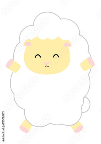  立ち姿で笑顔のかわいい羊のイラスト