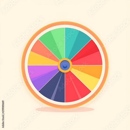 Colorful wheel of fortune illustration with vibrant segments and a playful, inviting design on a light background.