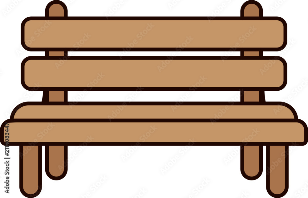 Fototapeta premium wooden park bench seat clipart vector shape