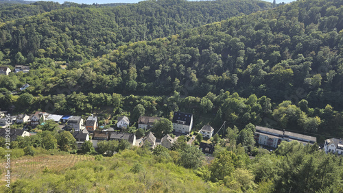 Canvas Print Aerial view of Boppard town and surrounding nature from chairlift perspective