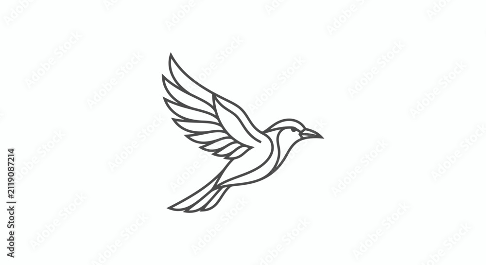 Fototapeta premium Minimalist Flying Bird Line Art Vector