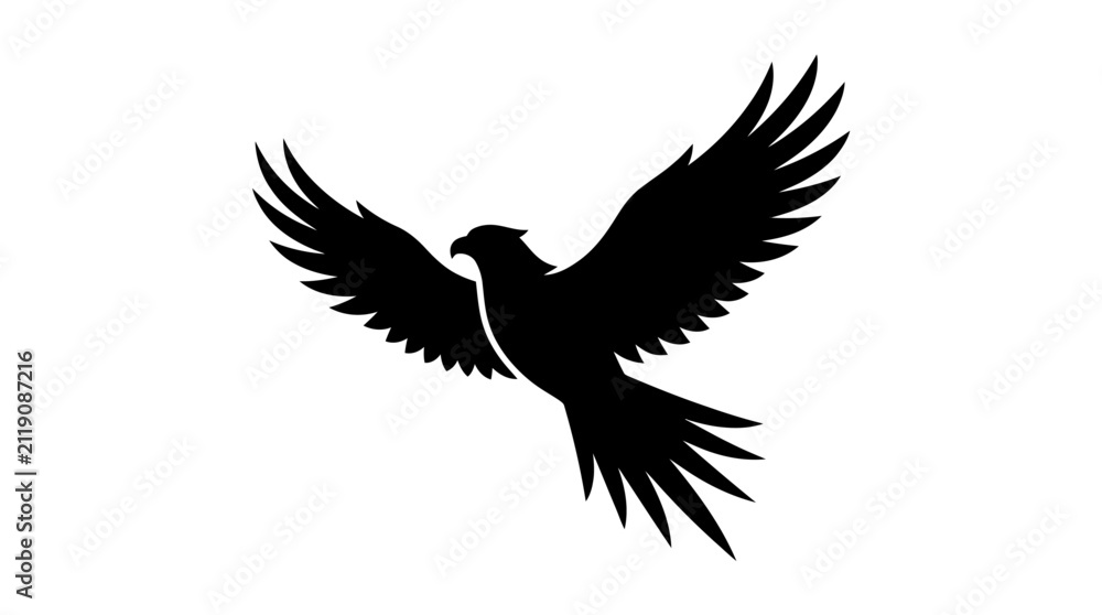 Fototapeta premium Flying Hawk Silhouette Vector Illustration
