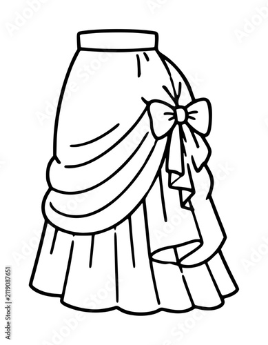 Foto Hand-traced Victorian bustle skirt vector illustration with draped overskirt and