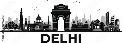 Delhi city skyline illustration