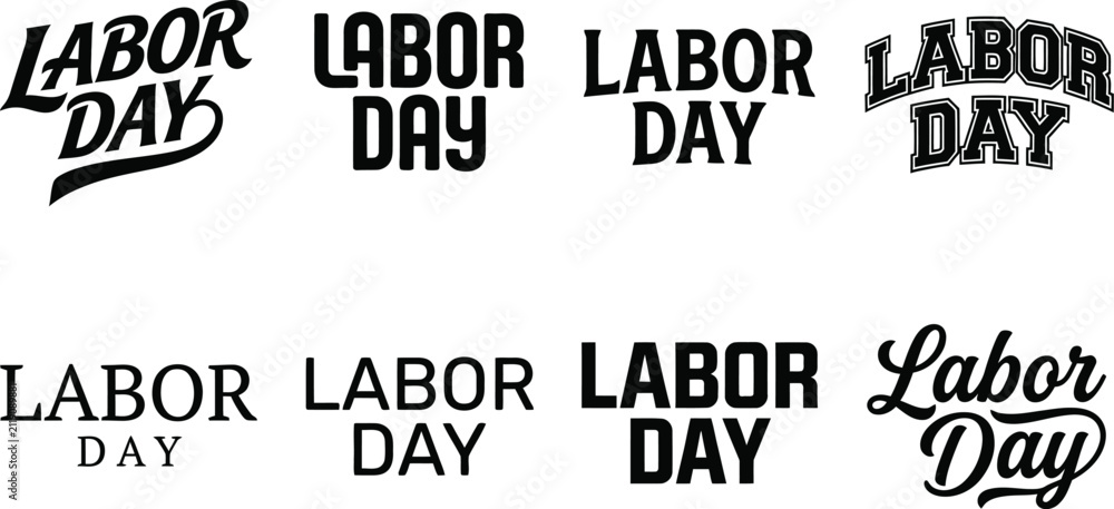 Fototapeta premium Repeated labor day text in bold black vintage style on plain background