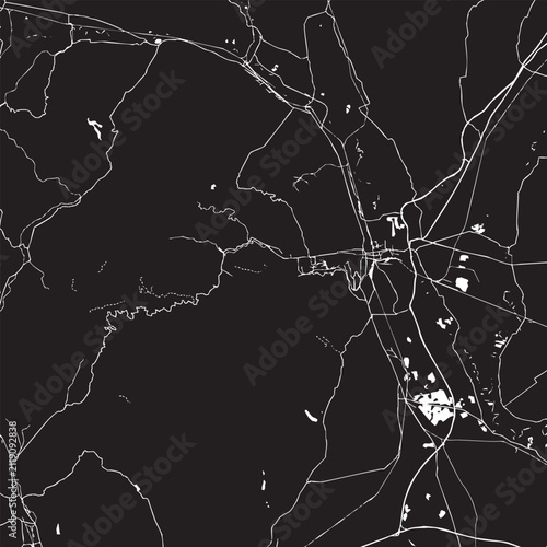 Obraz na płótnie Vector Street Map of Miskolc Hungary Black and White Minimalist City Road Map