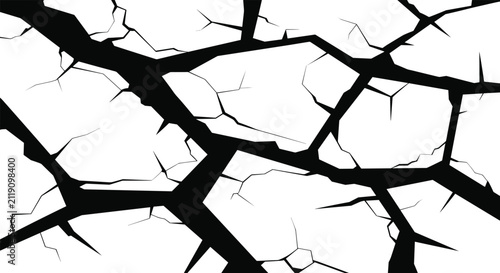 Konstfotografi Abstract cracked surface pattern, vector illustration of broken ground texture