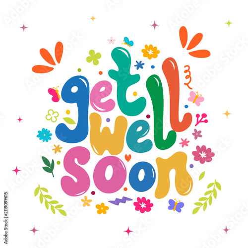 lettering get will soon y2k groovy greeting card motivation design vector