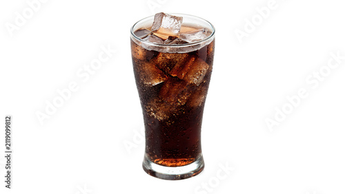 Fotografía Glass of cold refreshing cola soda drink with ice cubes beverage sweet isolated