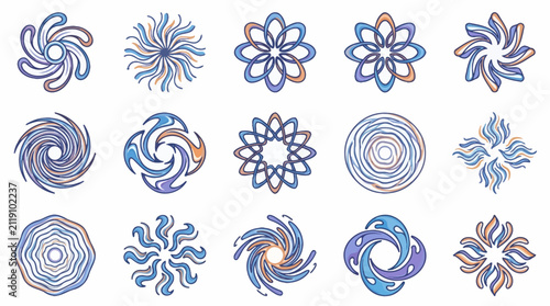 Abstract circular swirl and spiral geometric patterns